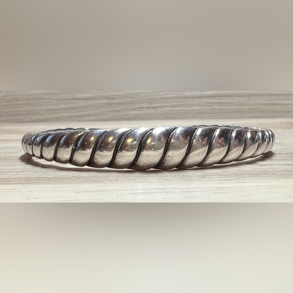Vintage Designer Signed Sterling Carolyn Pollack Silver Twisted Cuff Bracelet